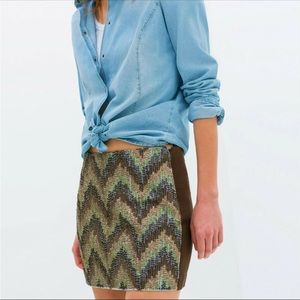 Zara beaded chevron mini skirt